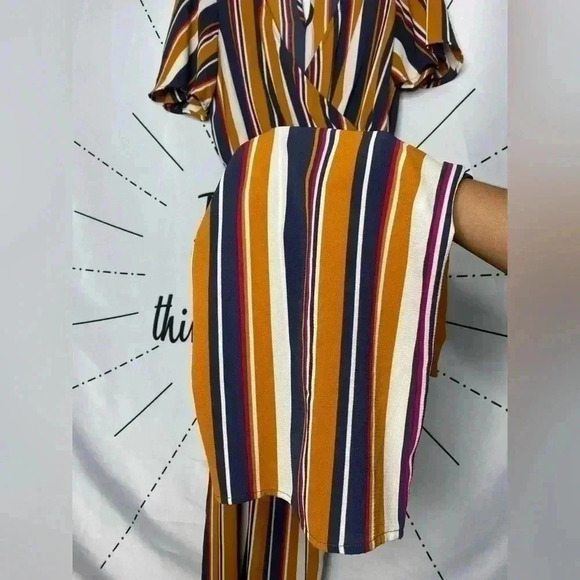 Speechless Colorful Retro Striped Wide-leg Jumpsuit - Picture 3 of 8